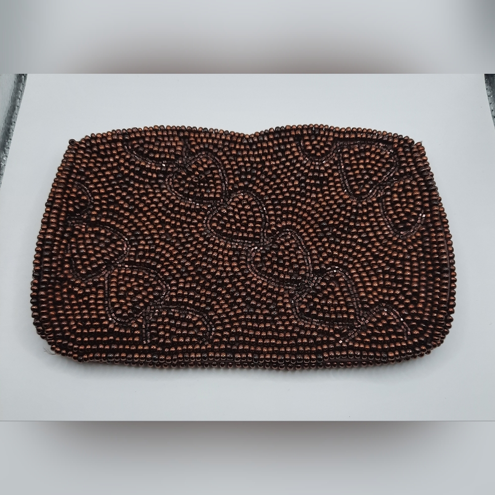 Handmade Bronze Beaded Bag By Debbie Clutch Evening Bag Purse